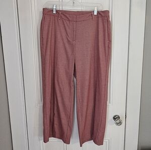 J. Jill Womens 12 Houndstooth Cropped Wide Leg Trousers Red White Career Stretch